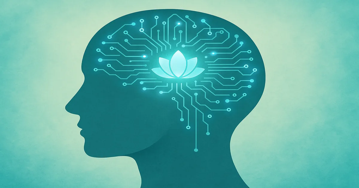 Illustration of AI assisting mental wellbeing